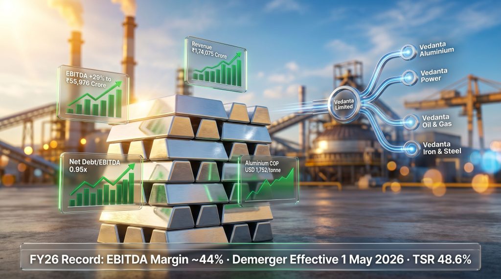 Vedanta FY26 results and demerger infographic