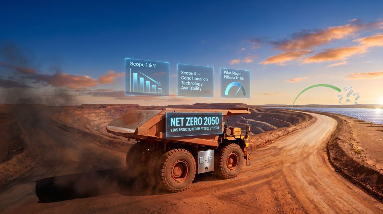 BHP net zero emissions target mining truck roadmap