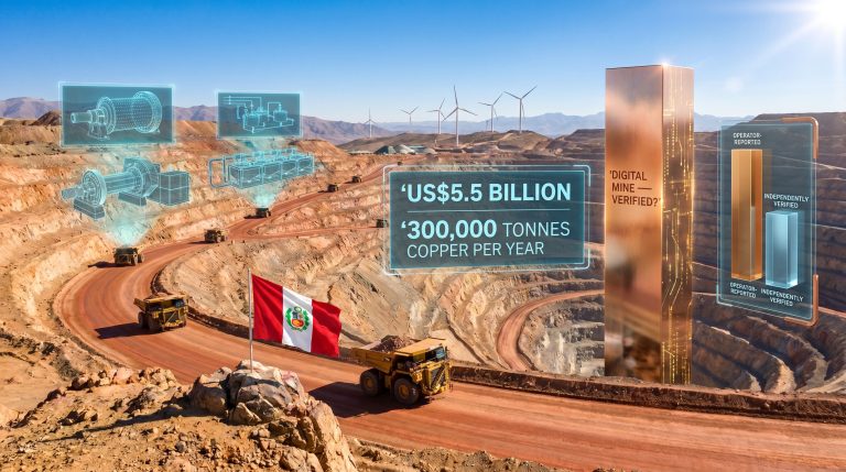 Anglo American Quellaveco digital mine claims in Peru infographic