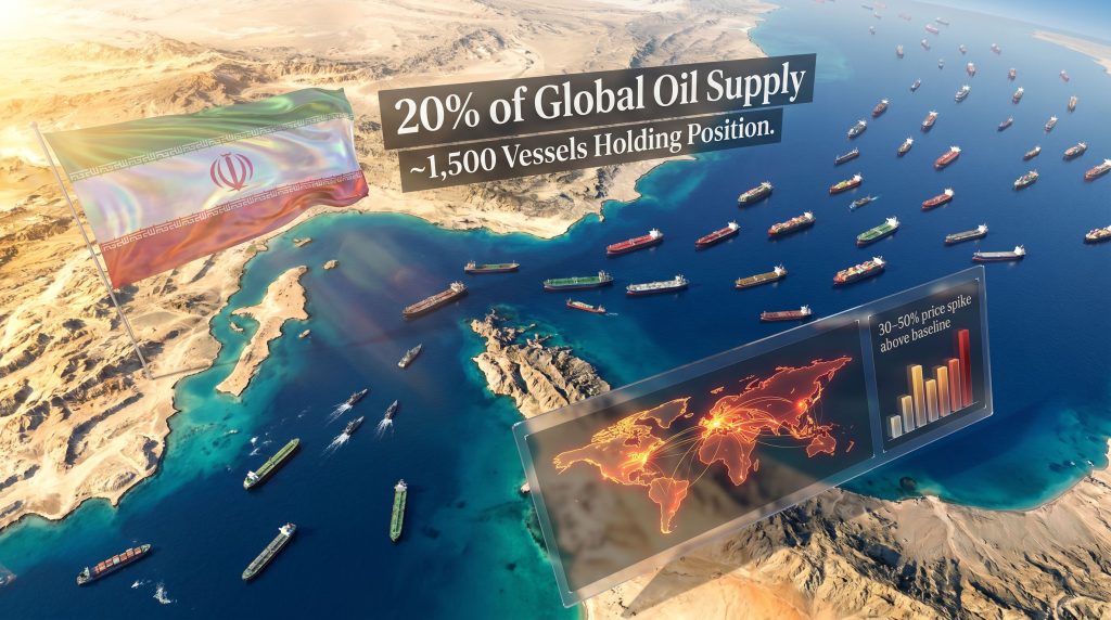 Iran control of Strait of Hormuz shipping map visualization