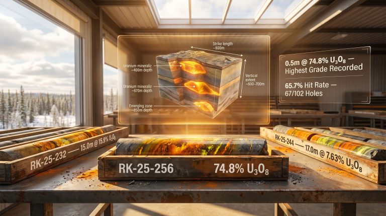 NexGen Energy PCE uranium assay results graphic