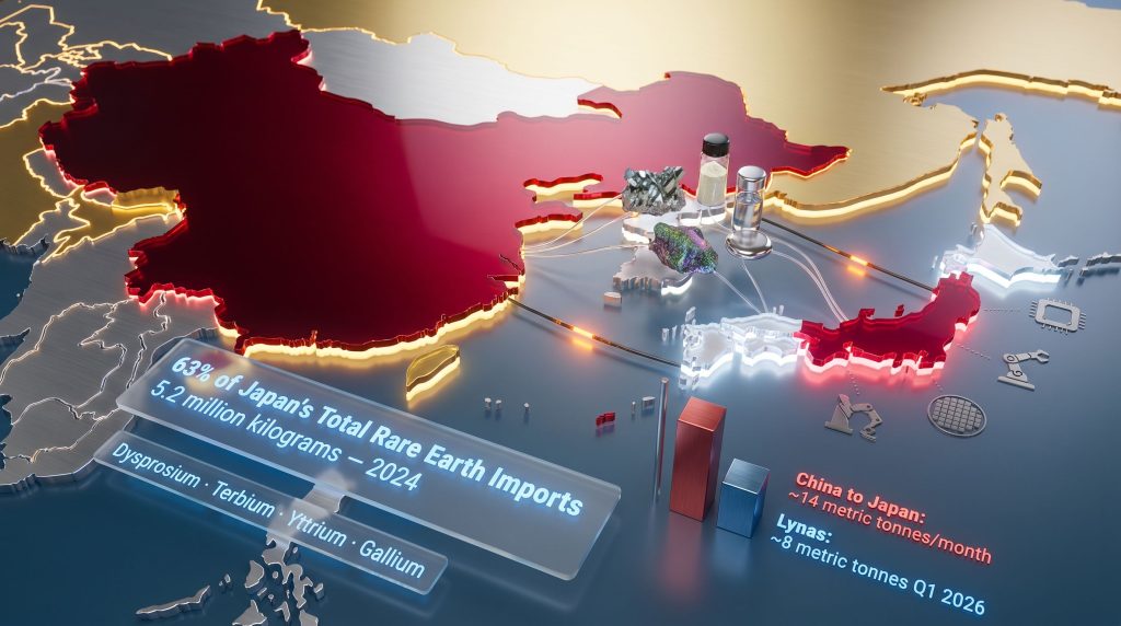 China rare earth exports to Japan map infographic
