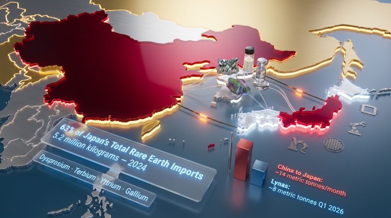China rare earth exports to Japan map infographic