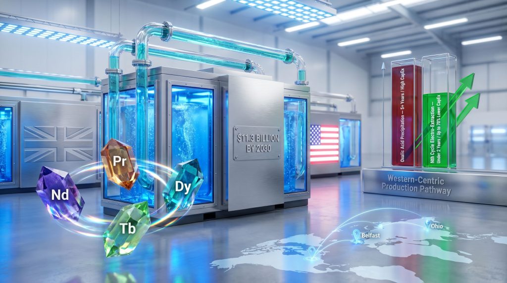 Nth Cycle and Ionic RE rare earth recycling partnership facility visualization