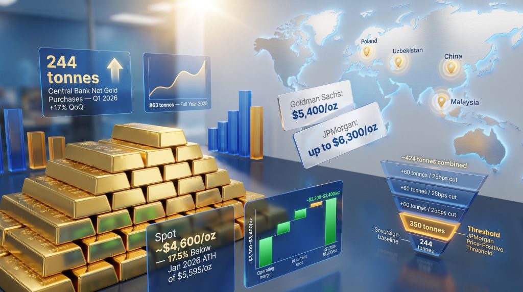 central bank gold buying and gold developer equities infographic