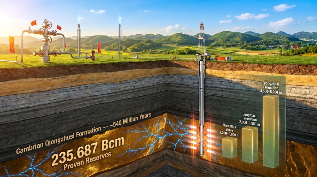 Sinopec Ziyang Dongfeng ultra-deep shale gas field infographic