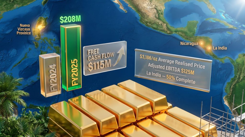 Metals Exploration record free cash flow Runruno mine infographic