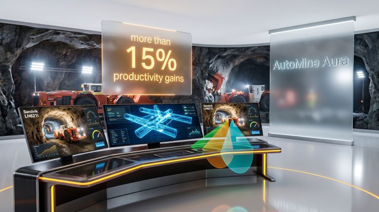 Sandvik AutoMine Aura underground mining automation platform demo displays