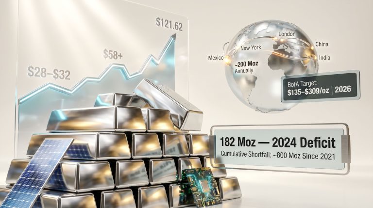 silver supply deficit and price suppression infographic