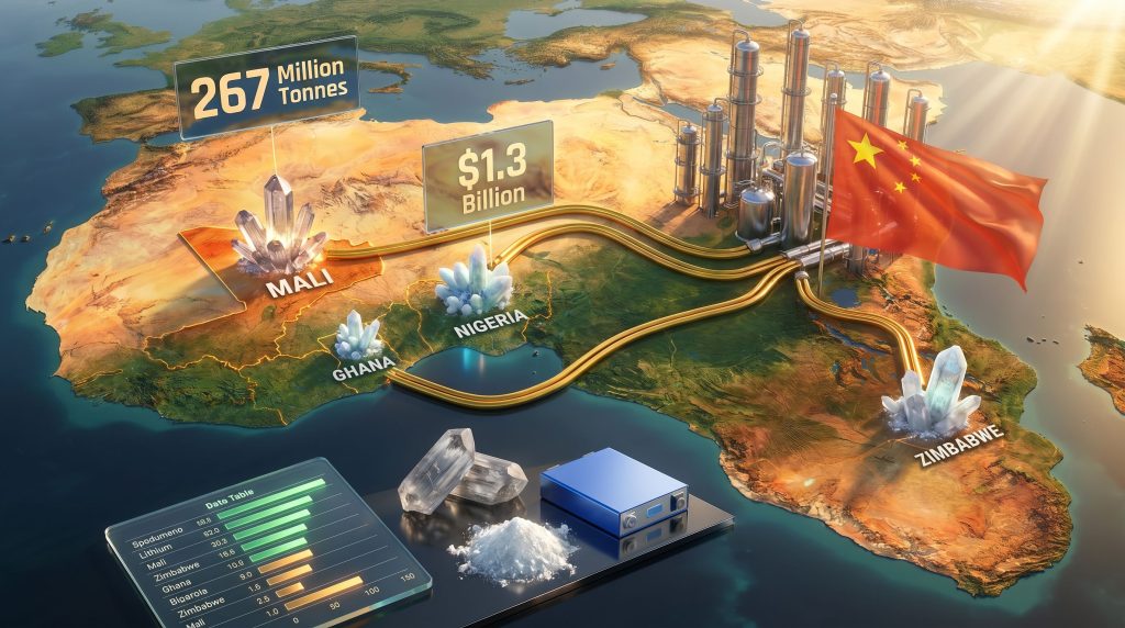 China lithium investments in Africa map illustration