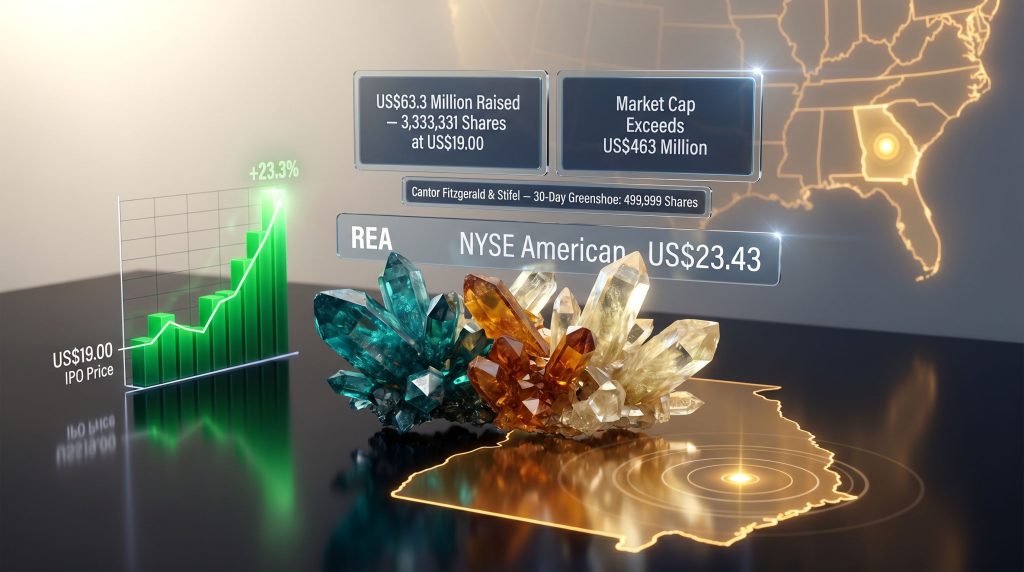 Rare Earths Americas IPO in NYSE American performance graphic
