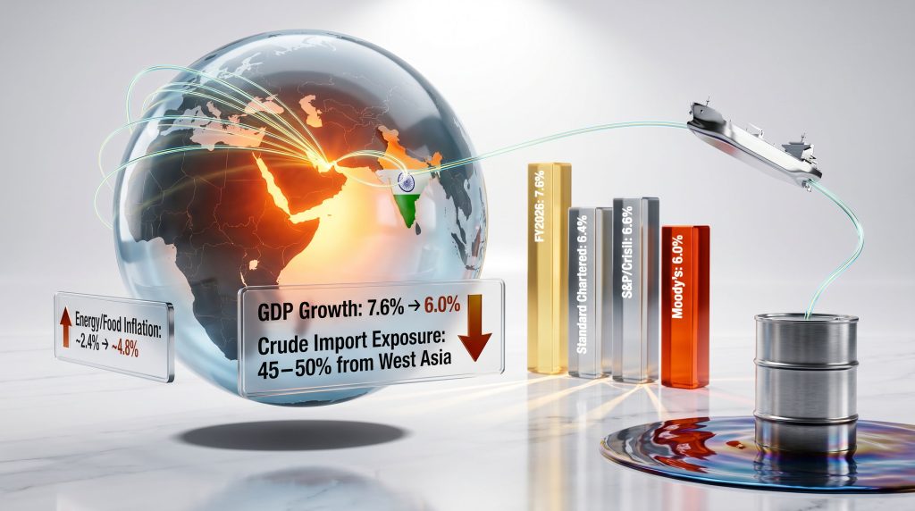 India energy shock and GDP growth slowdown infographic