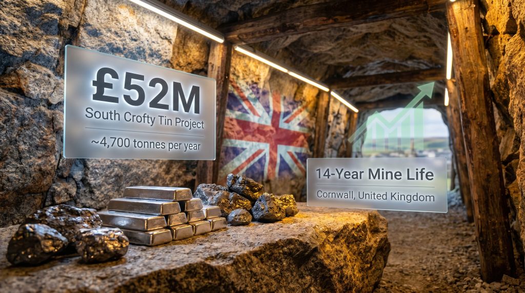 Cornish secures £52m investment for South Crofty tin project mine scene