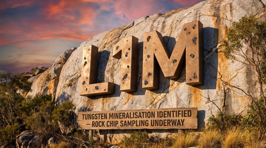 Lightning Minerals Ltd-L1M-LIM tungsten mineralisation sampling site sign