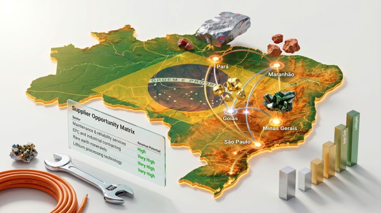 Mining supplier hiring in Brazil map overview