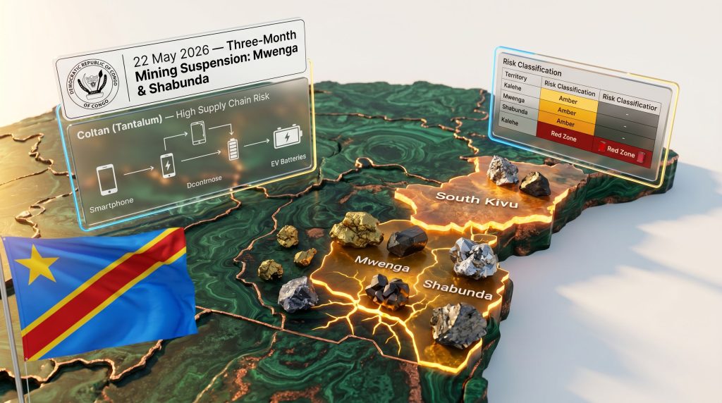 DRC mining suspension in South Kivu map illustration