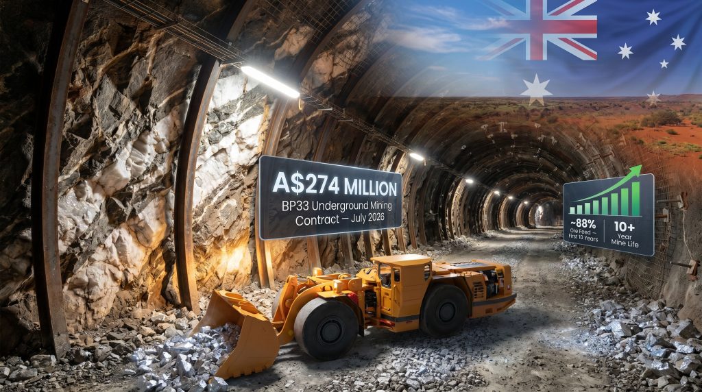 Core Lithium BP33 mining contract underground tunnel scene