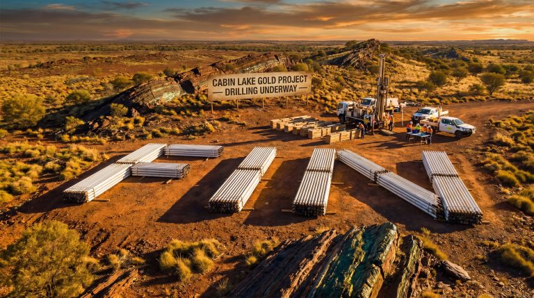 FIN Resources Ltd-FIN-Cabin Lake Gold Project drilling site aerial view