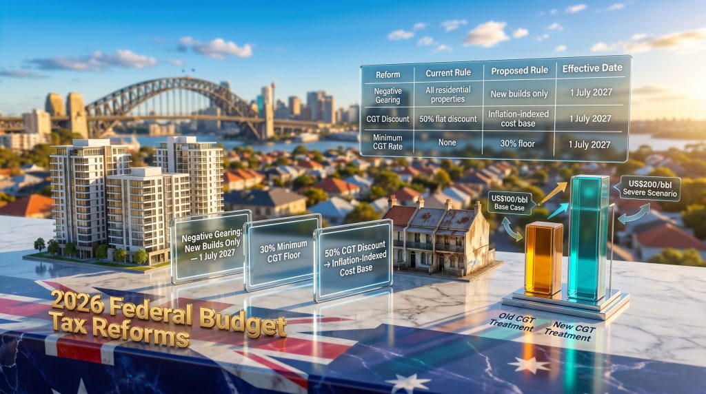 Australian federal budget negative gearing and capital gains tax changes infographic