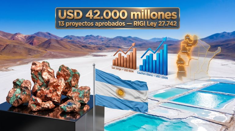 Argentina aprueba proyectos mineros bajo régimen RIGI y litio