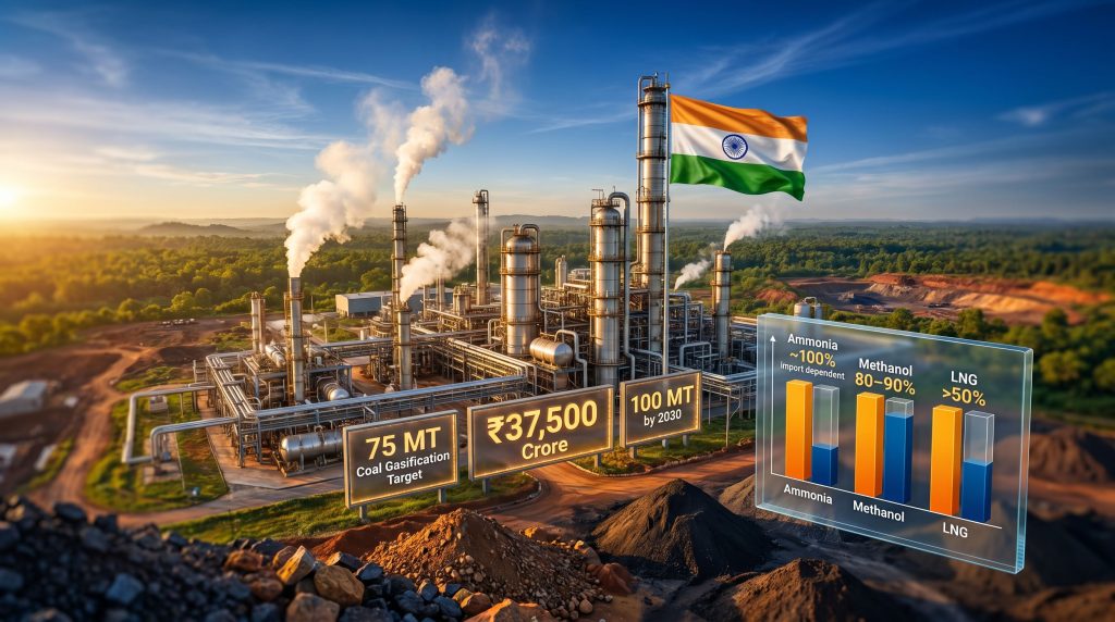 India coal gasification scheme industrial plant infographic