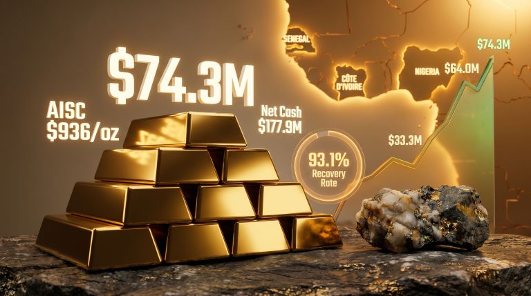 Thor Explorations first-quarter revenue infographic with gold bars