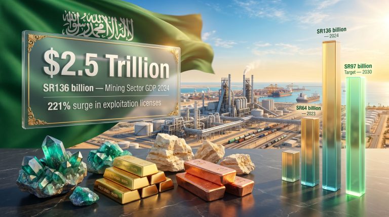Saudi minerals sector driving industrial clusters and downstream growth infographic
