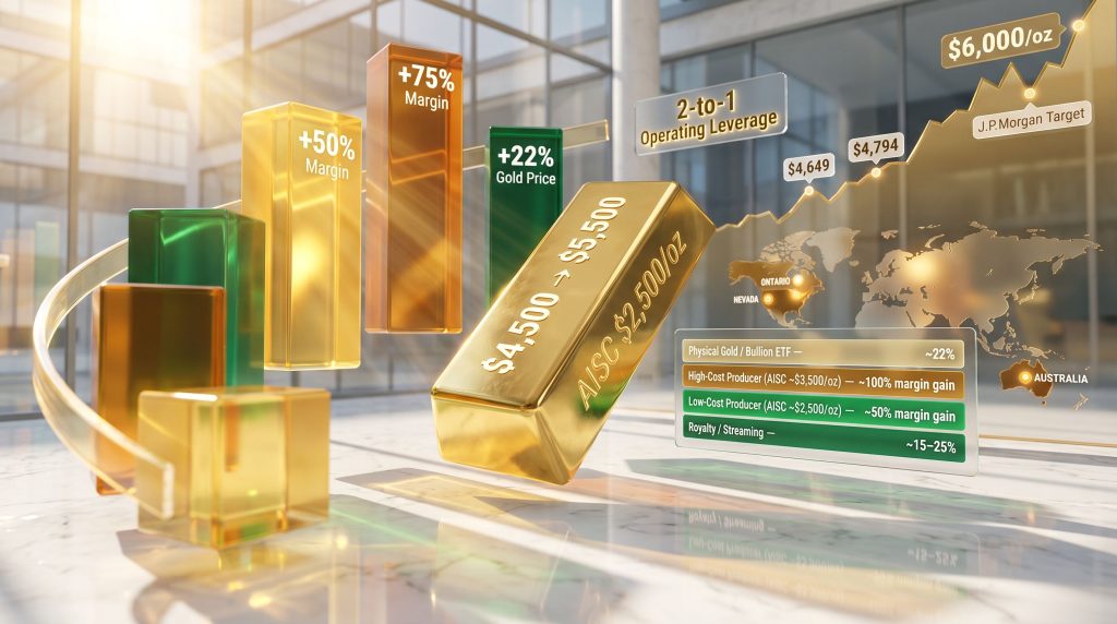 Gold producers operating leverage margin growth chart