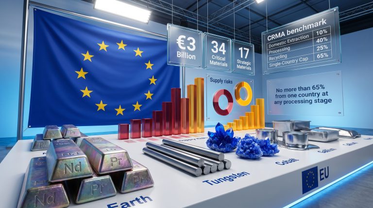 EU critical metals stockpiling policy infographic display