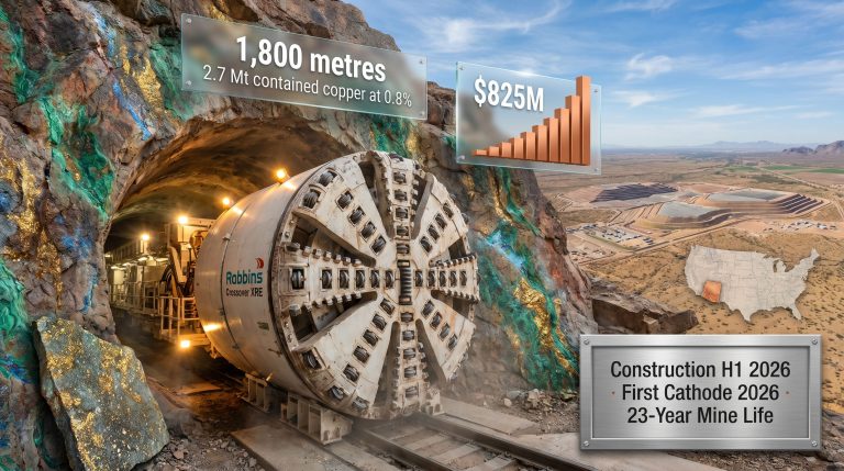 Ivanhoe Electric Santa Cruz Copper Project tunnel boring machine acquisition infographic