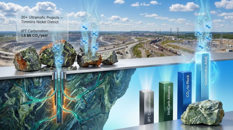Canada Nickel and GeoRedox geologic hydrogen well at Crawford infographic