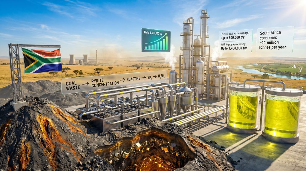 South Africa coal waste sulphuric acid production plant infographic
