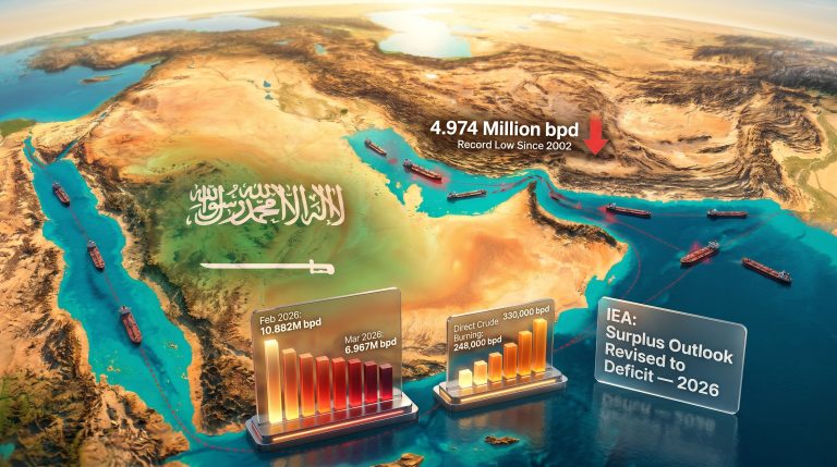 Saudi Arabia March crude exports drop to lowest on record map graphic