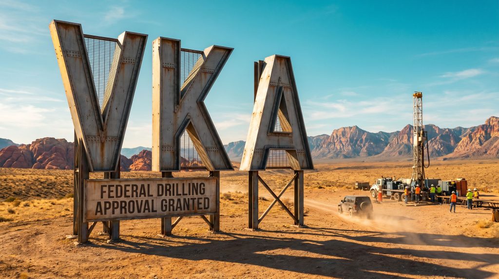 Viking Mines Ltd-VKA-VKA federal drilling approval sign desert site