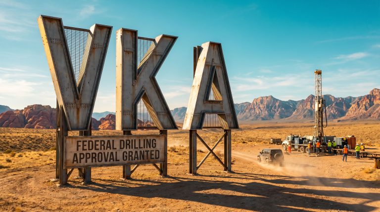 Viking Mines Ltd-VKA-VKA federal drilling approval sign desert site