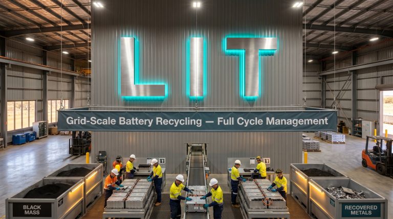 Livium Ltd-LIT-Grid-scale battery recycling facility operations interior