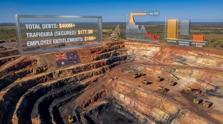 Vitrinite Vulcan mine receivership debt graphic