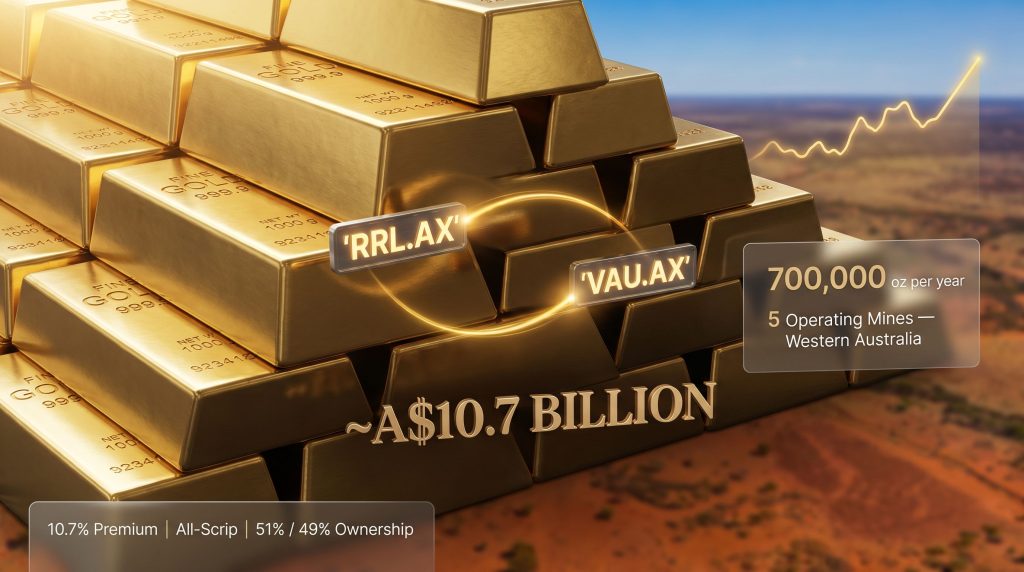 Regis Resources takeover of Vault Minerals gold merger graphic