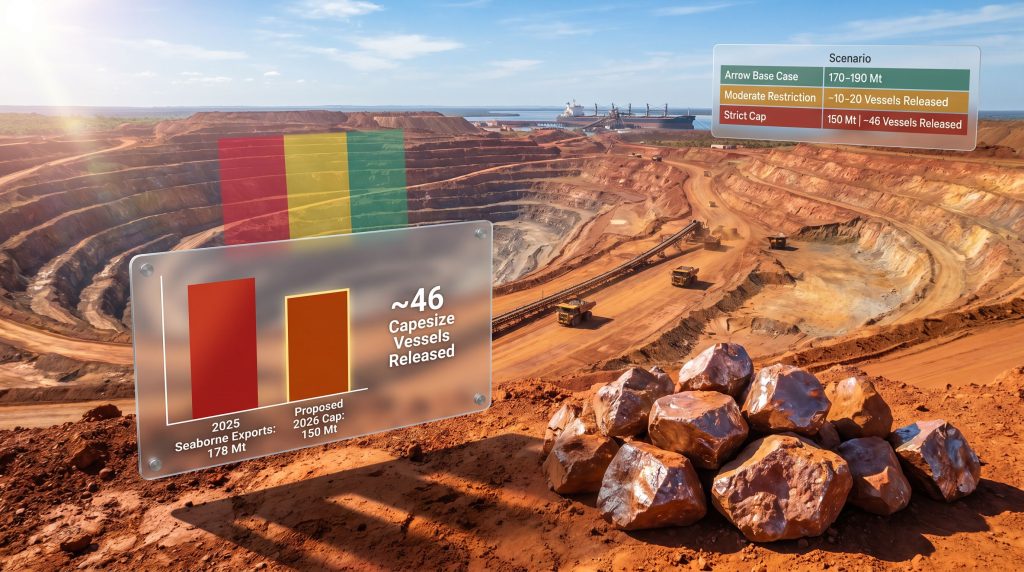 Guinea bauxite export cap mining scenario graphic