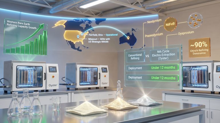IonicRE and Nth Cycle rare earth refining partnership infographic lab scene