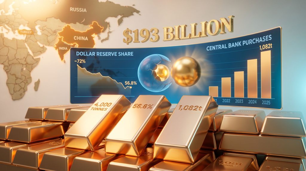 Central banks buying gold and ditching the dollar chart