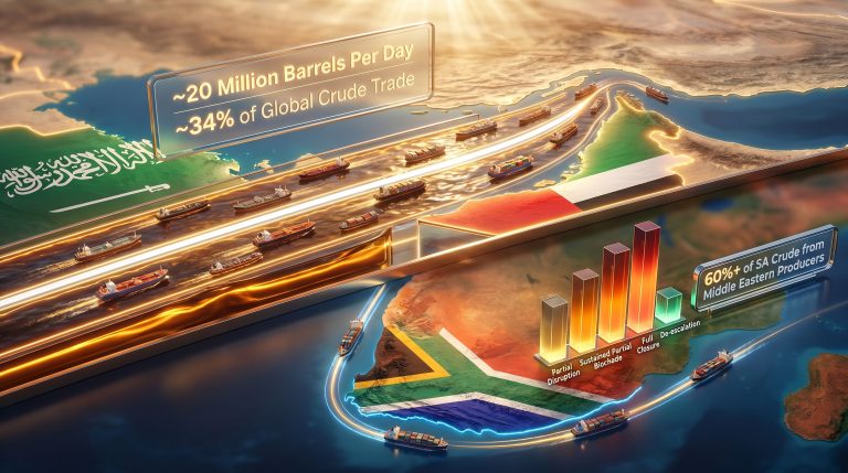 South Africa Strait of Hormuz oil risk map