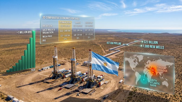 Vaca Muerta as alternative to Middle East oil supply risk infographic
