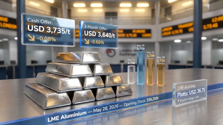 LME aluminium cash offer price dashboard chart