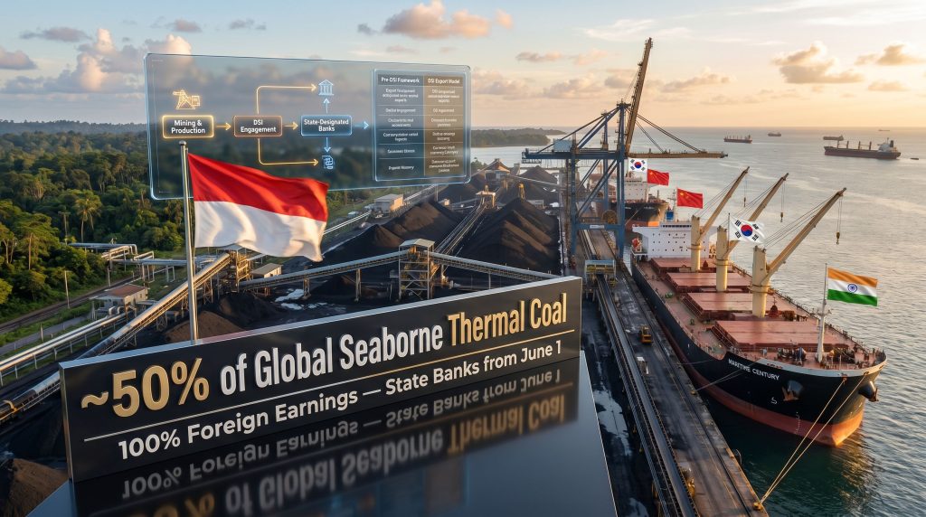 Indonesia coal export policy through DSI port infographic
