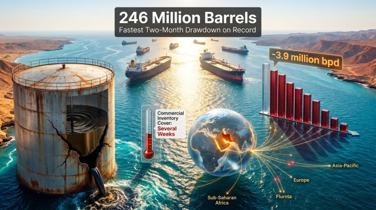 IEA warns commercial oil inventories are depleting rapidly infographic