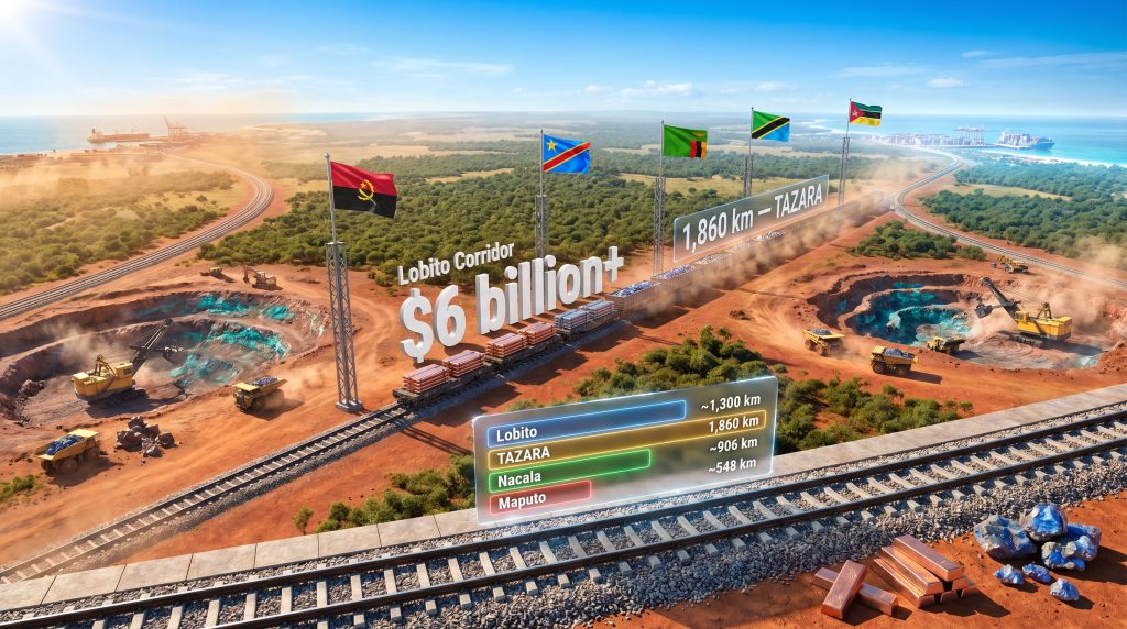 Africa mining rail corridors and ports infographic