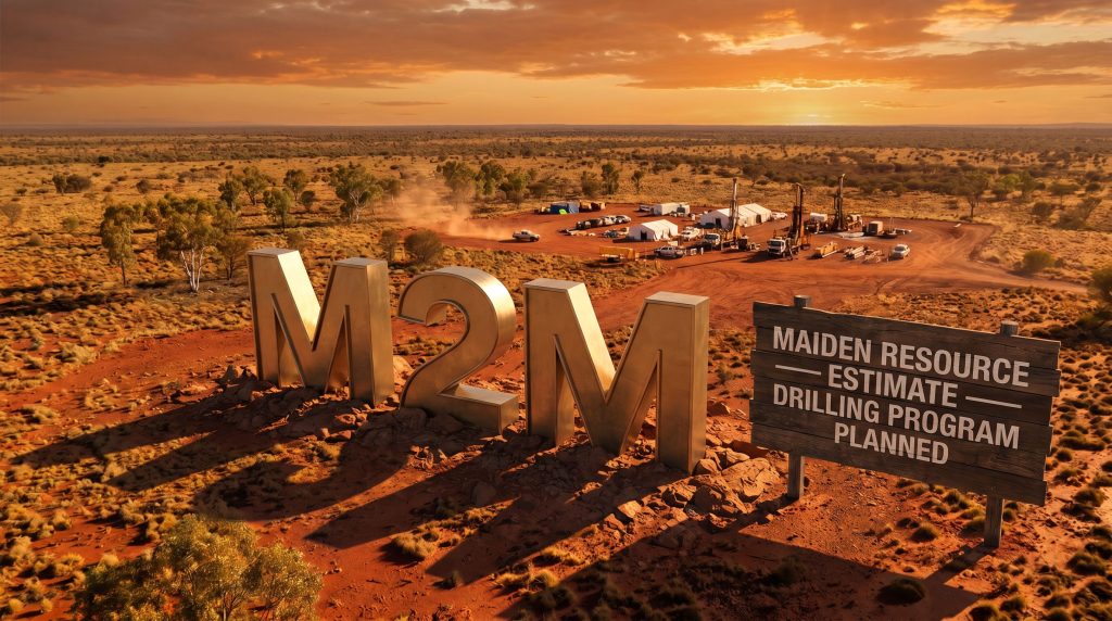 MT Malcolm Mines NL-M2M-M2M drilling program in desert landscape