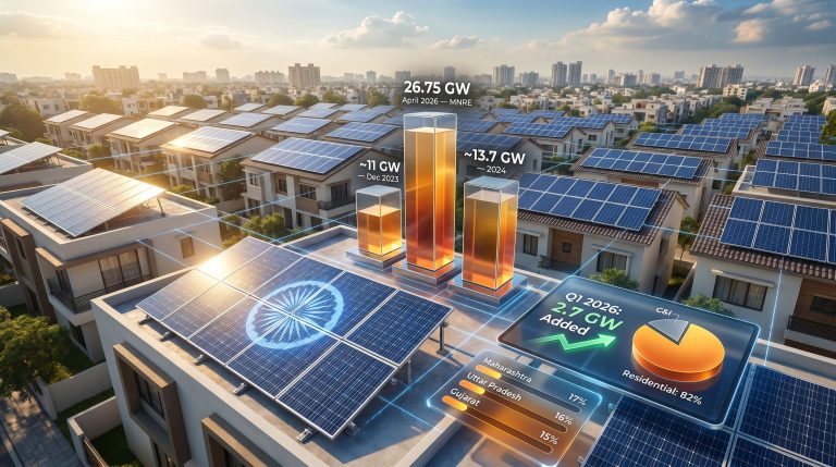India rooftop solar capacity growth infographic