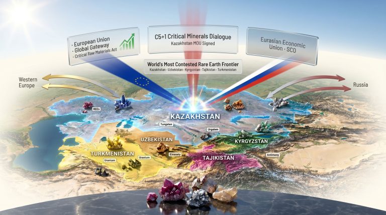 Russia US EU rare earth activity in Central Asia map